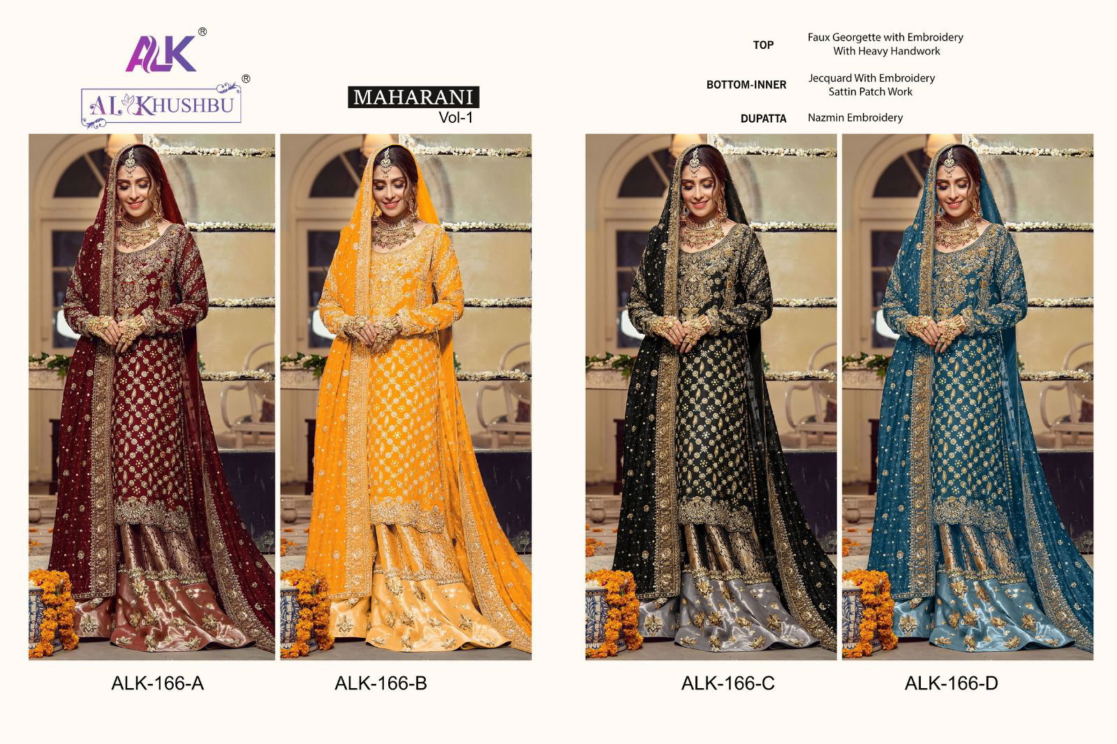 Alk Khushbu Maharani Vol Wholesale Georgette Wedding Pakistani Suit